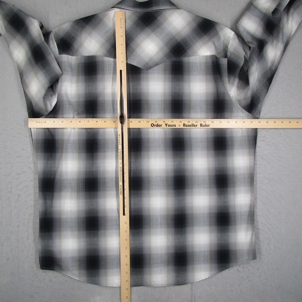 Pendleton Frontier Mens XXL Western Snap Shirt Ombre Plaid Grey Black Rancher - Picture 6 of 11